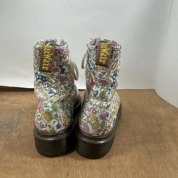 Dr Martens Liberty London White Retro Leather Floral Boots 10072 Women Size 6